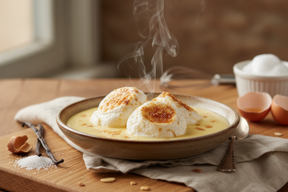 Floating Island Dessert: Easy French Meringue & Custard Recipe