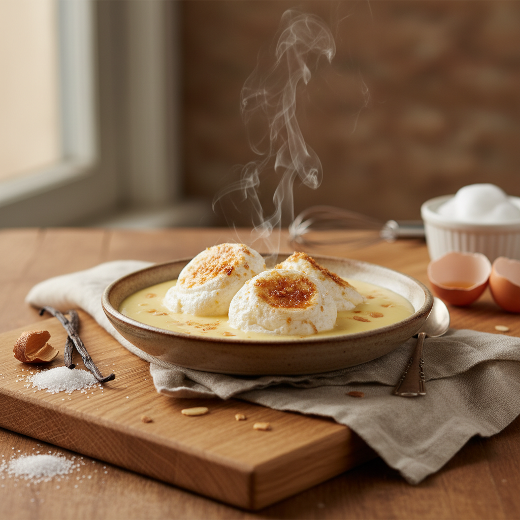 Floating Island Dessert: Easy French Meringue & Custard Recipe