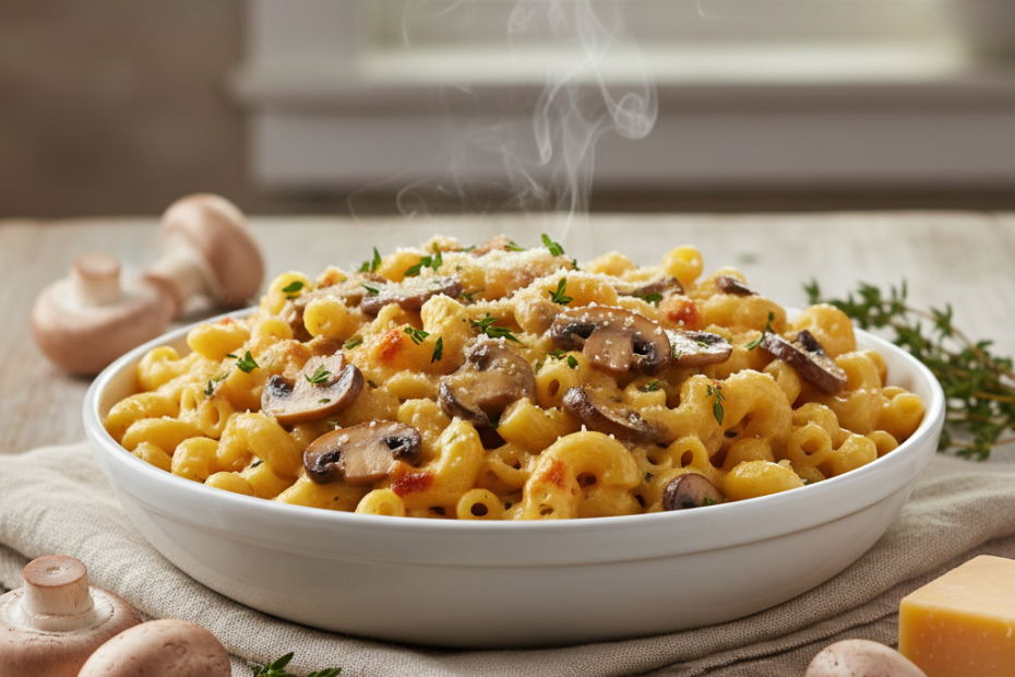 Mouthwatering Macaroni with Cheese and Mushroom Sauce Recipe