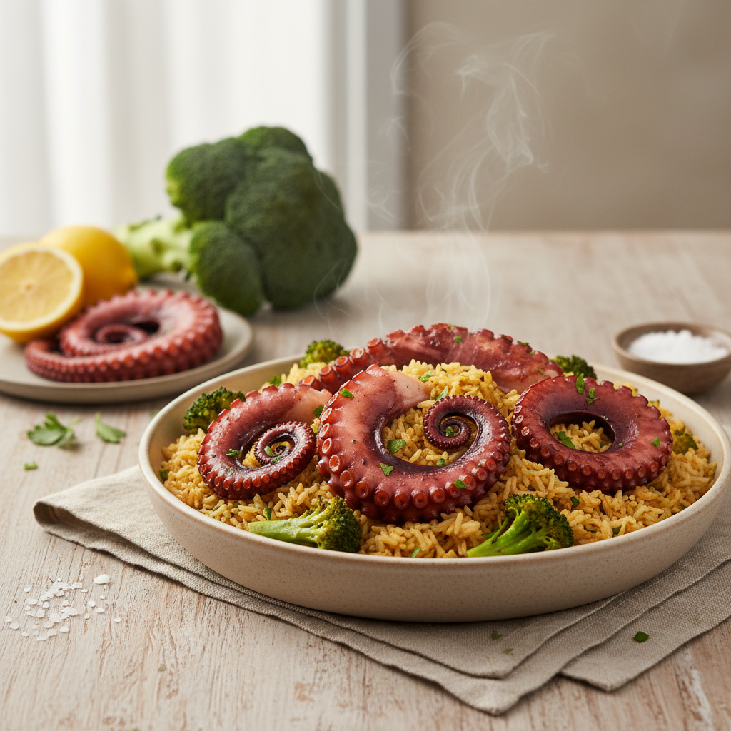 Octopus with Rice and Broccoli: Healthy & Flavorful Recipe