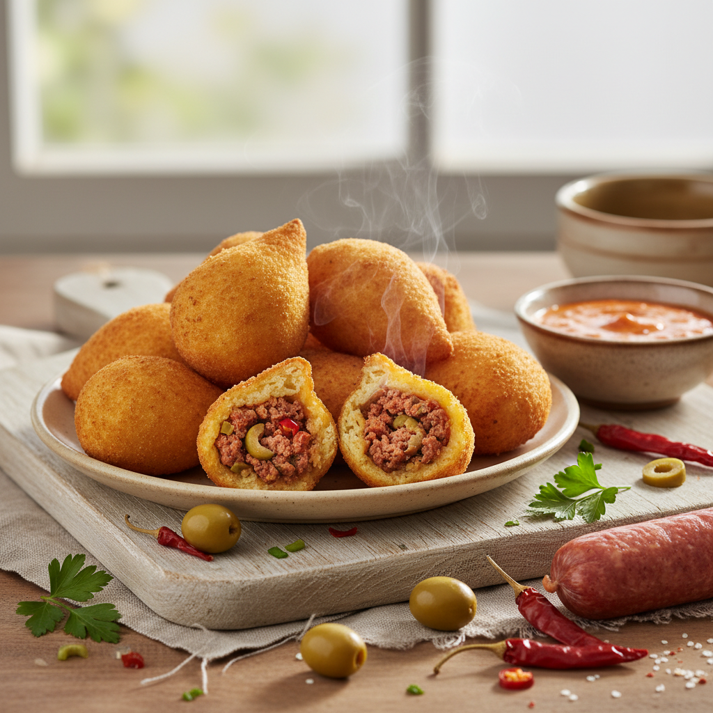Spicy Sausage & Olive Coxinha: Easy Brazilian Snack Recipe