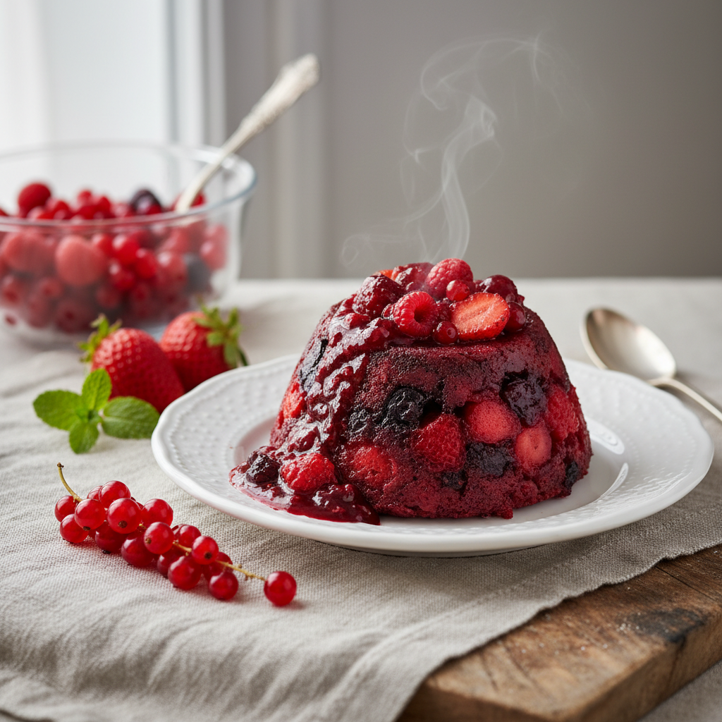 Easy Summer Pudding Recipe with Red Berry Swirl